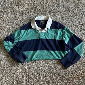 American Eagle Size M Striped Cropped Long Sleeve